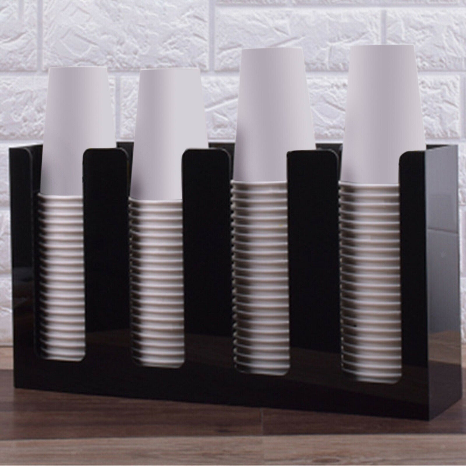 Breakroom 4 Compartments Coffee Cup Organizer Rack Disposable Cup Dispenser
