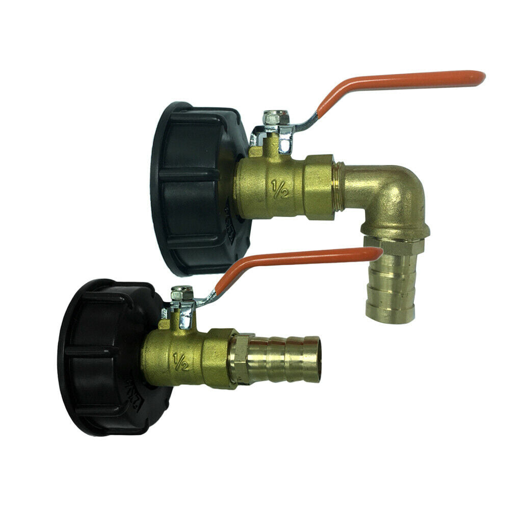 Set of 2, Ton Barrel Tap Adapter w/ Straight & 90 Degree 19mm OD Valve