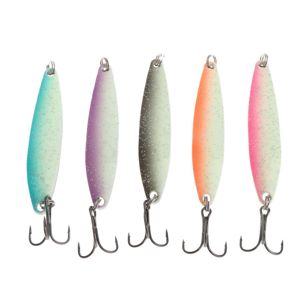 5 Pieces Double Color Noctilucent Iron Fishing Lure with Three Bold Hooks