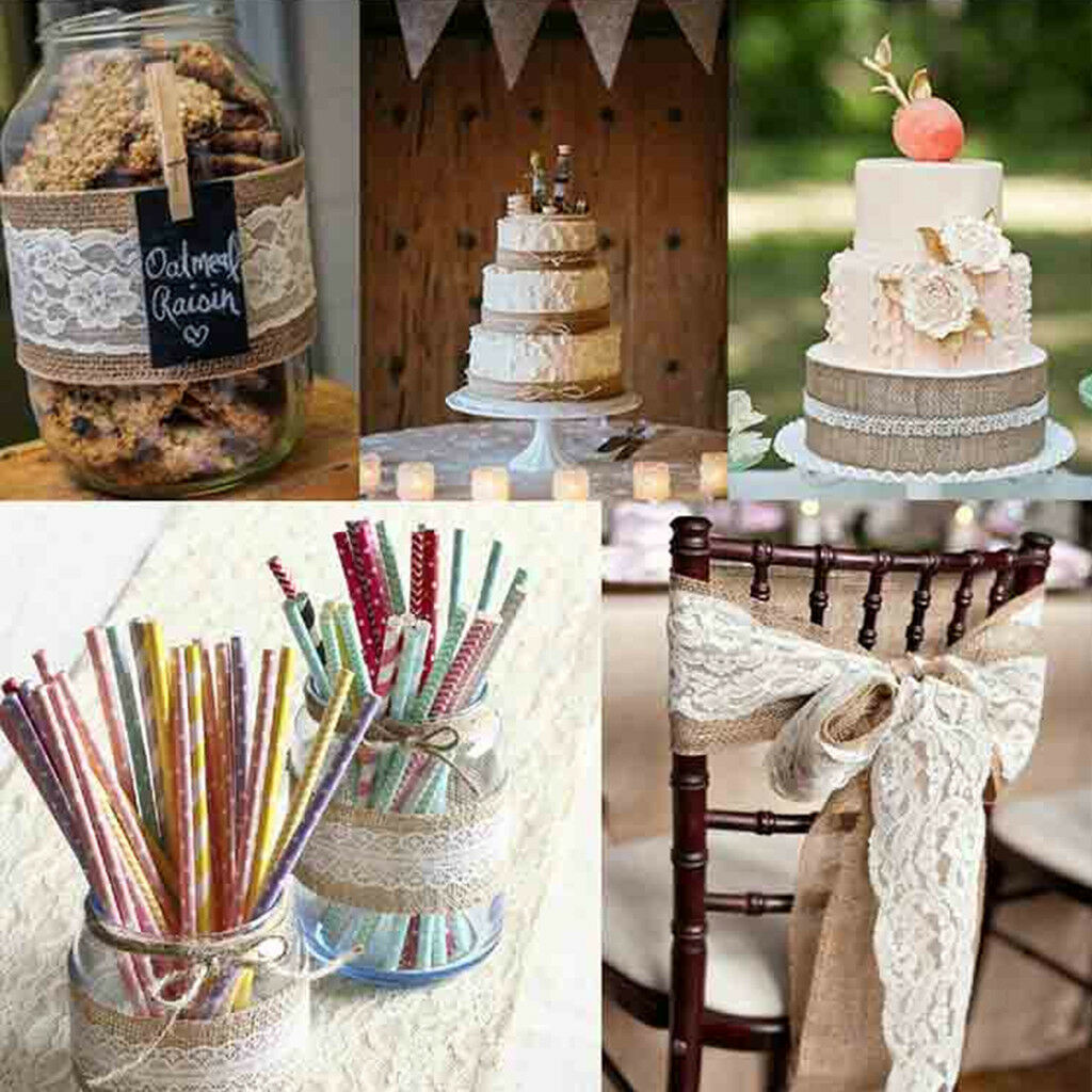 2 Meters Jute Burlap Hessian Ribbon Trim Tape Rustic for Wedding Craft 25mm