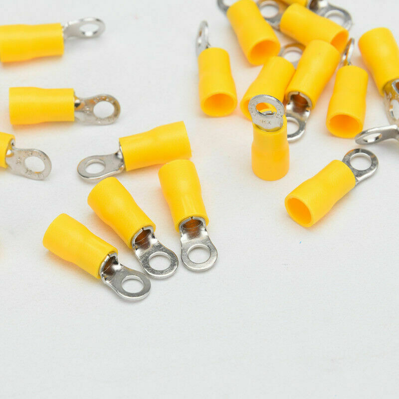 20pcs Yellow 10-12AWG RV 5.5-4S Insulated Car Crimp Ring Terminal Wire Connector