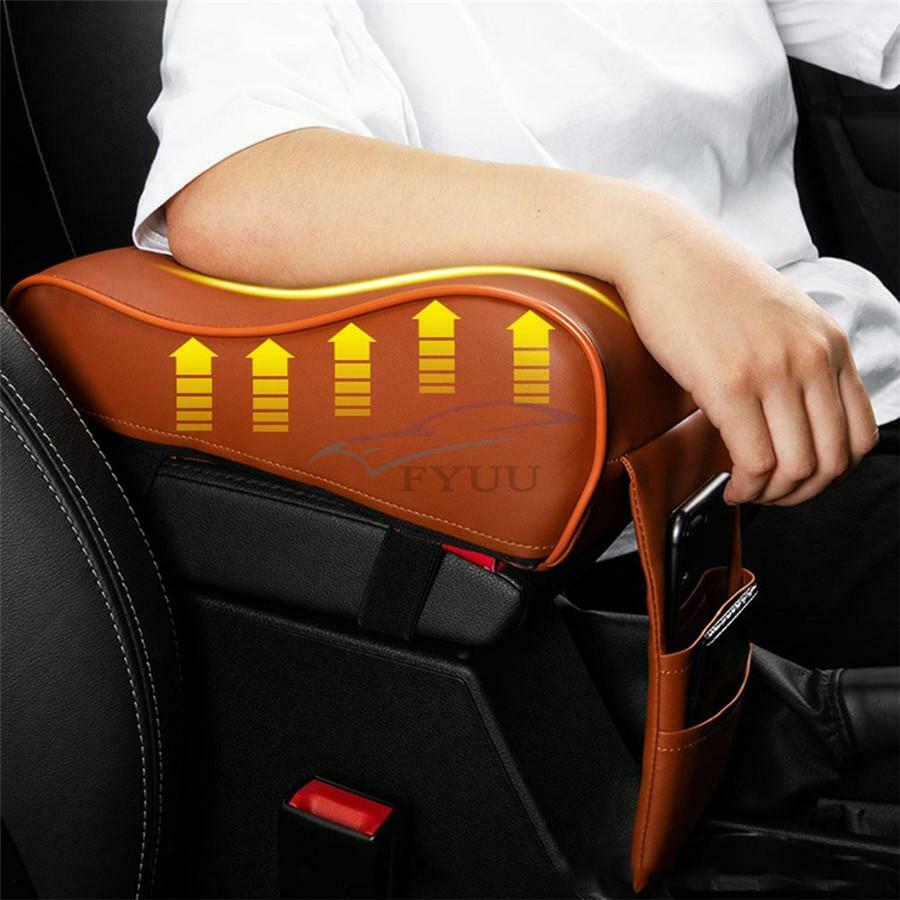 1PC Car Central Armrest Box Cushion Double Bag Storage Bag Pure Black Universal