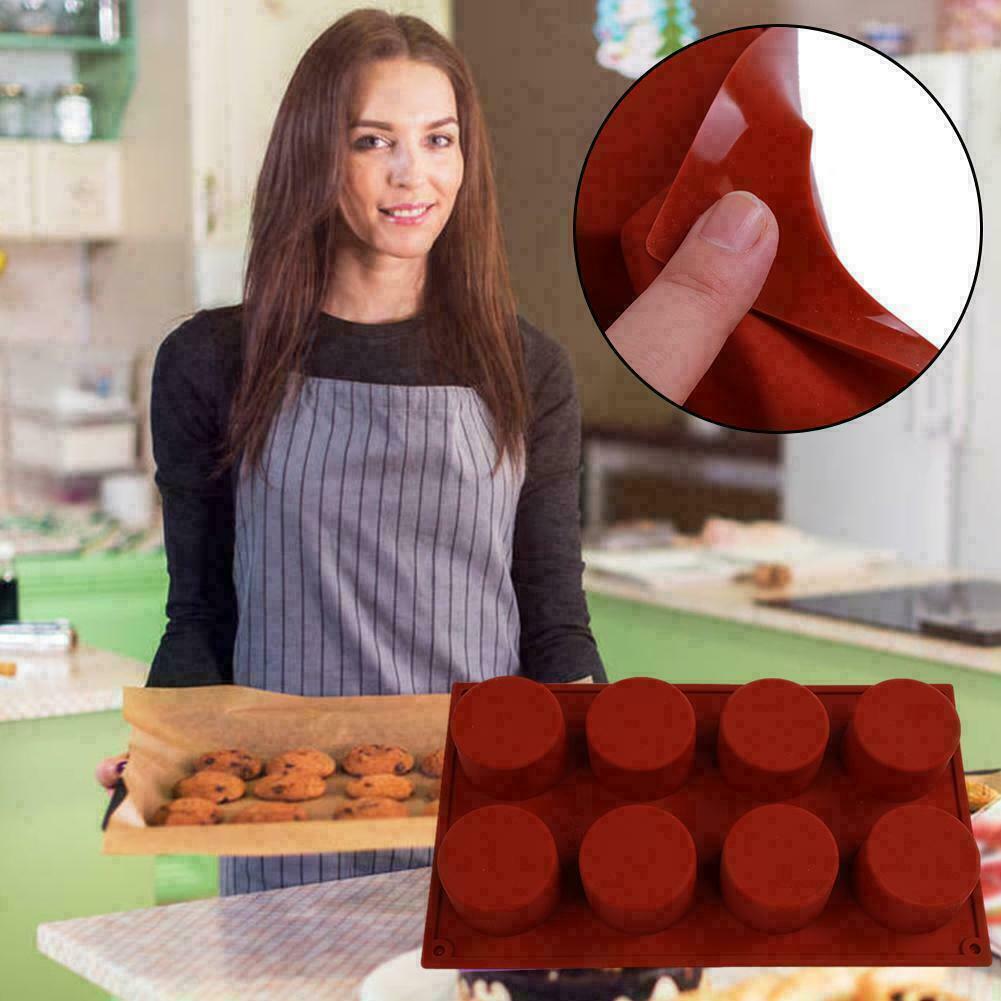 8 Grids Round Silicone Mold Soap Cake Bread Cupcake Baking K3O1 Moulds I8B1