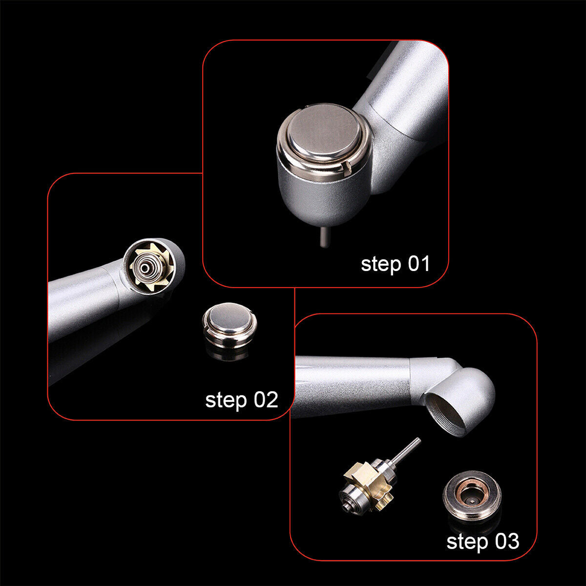 5X NSK style Dental 45° E-generator LED Standard Push Button Handpiece 4Hole