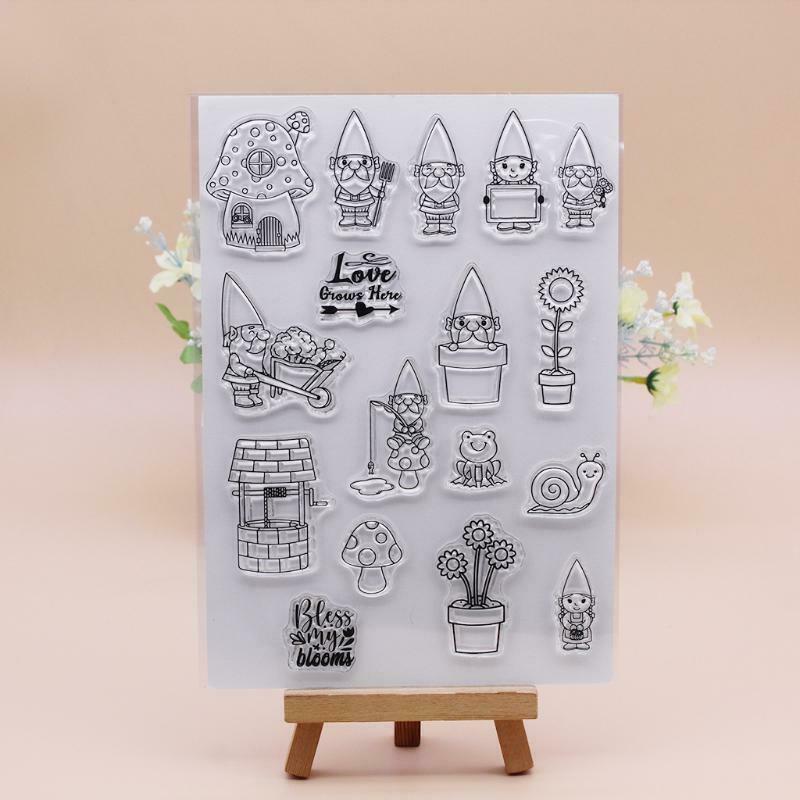 Happy Gnome Silicone Clear Seal Stamp DIY Scrapbook Embossing Photo Album Decor