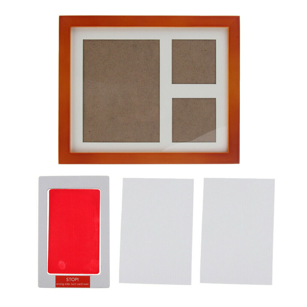Baby Handprint Footprint Pictures Keepsake Pecan Photo Frame Pad Red
