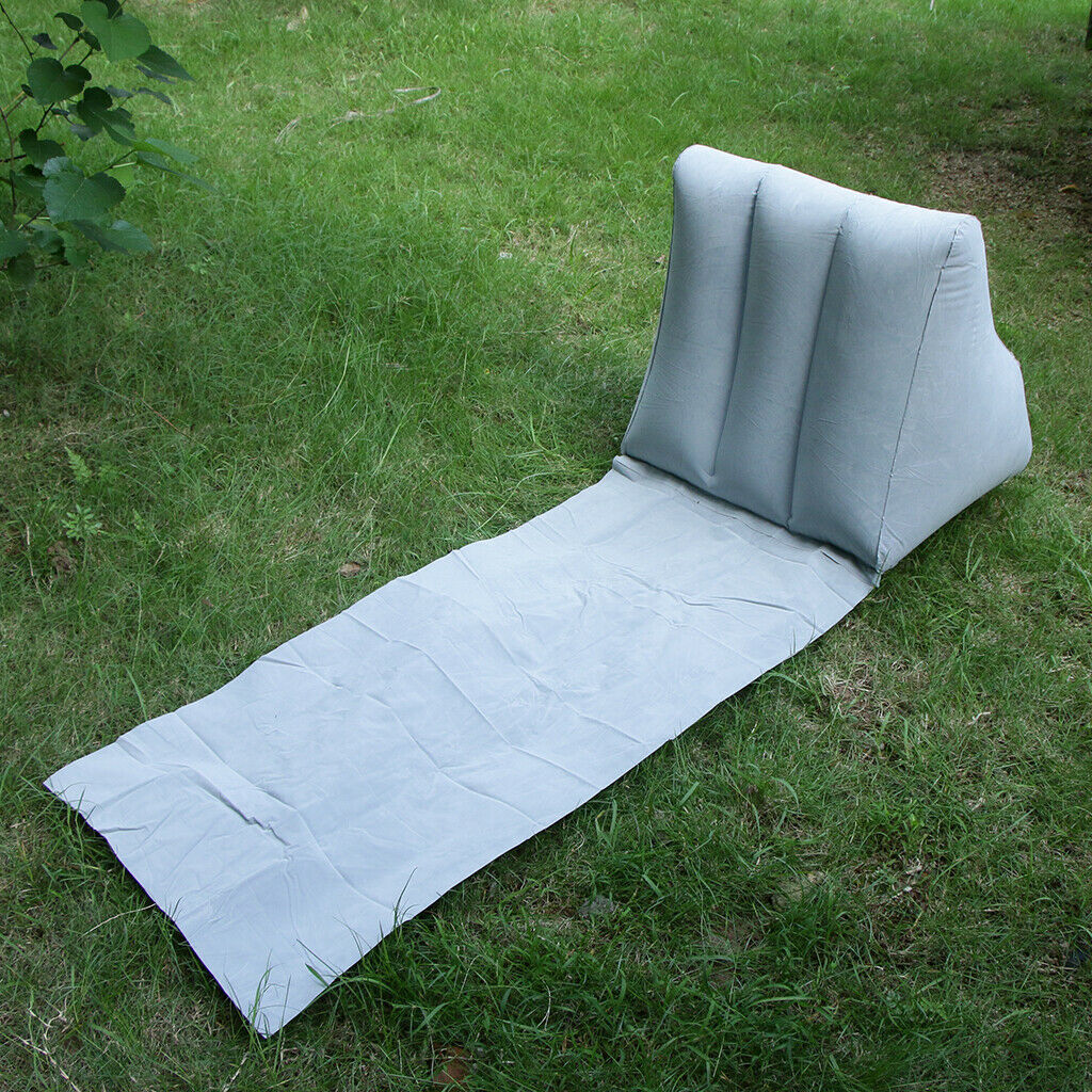 Garden Inflating Beach Camping Lounger Cushion Chair Air Bed Mattress Gray