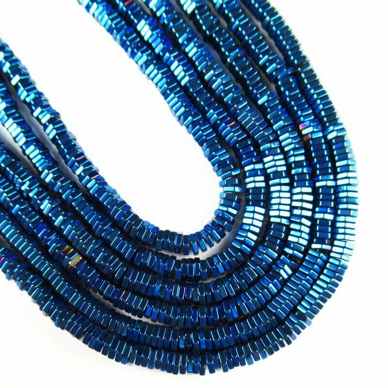 Faceted Blue Hematite Hexagon Pendant Loose Bead 15.5 inch 4x1mm 20g A-469TS