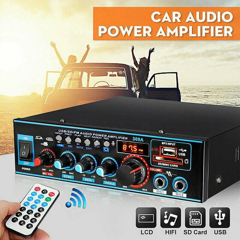 800W HiFi Digital Power Amplifier Mini Stereo Audio Microphone Amp Car Home 12V