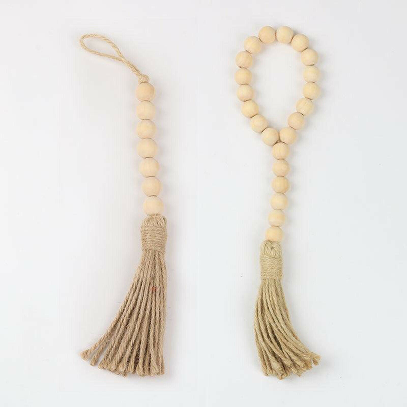 3Pieces Wood Bead Garland Farmhouse Rustic Country Beads Holiday Decoration Wall