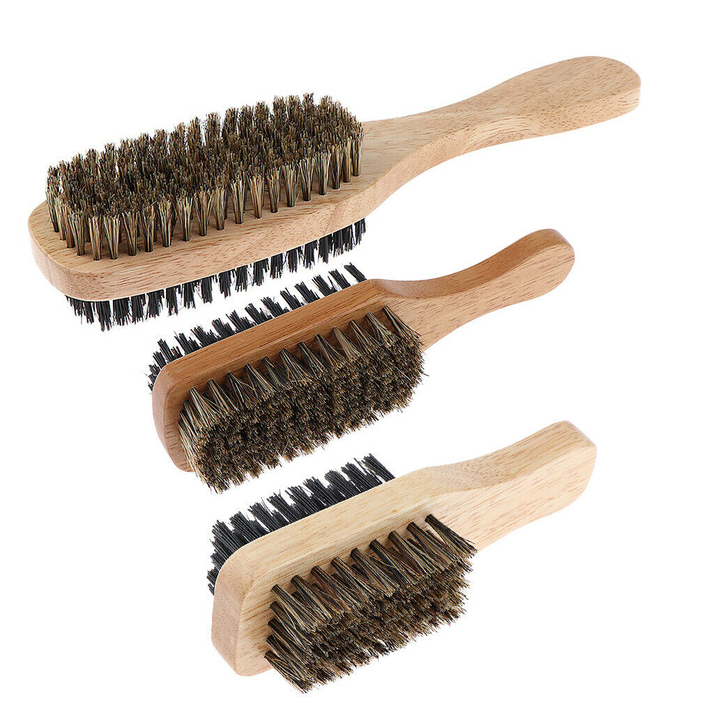 2x Dual Sides Bristles Beard Mustache Cleaning Styling Brush w/ Wood Handle