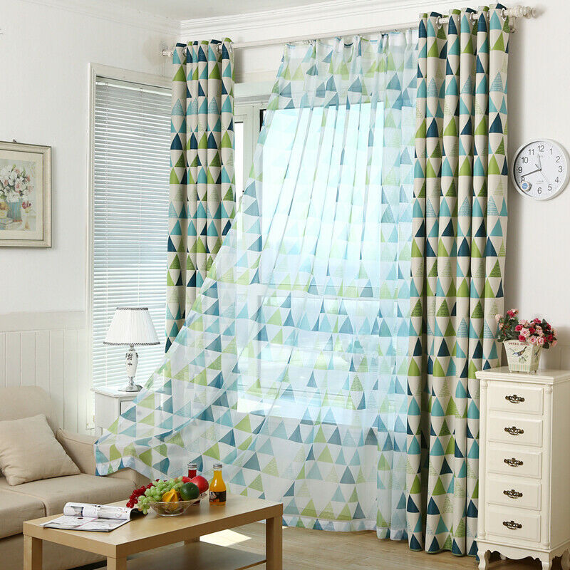 Modern Triangle Window Curtain Drape Screen Sheer Valance Voile Decor GRN