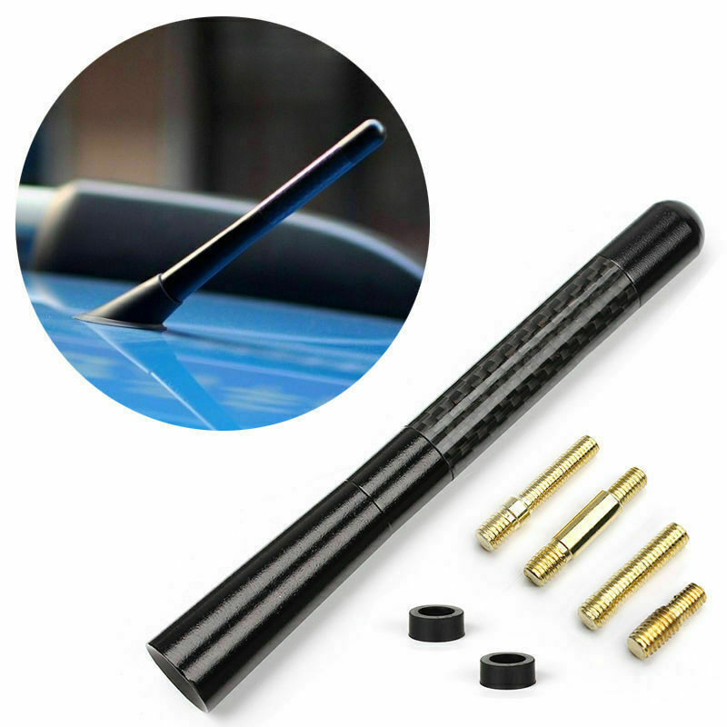 Car Auto Aerial Antenna 4.7" Aluminum Alloy Carbon Fiber FM AM Radio Universal