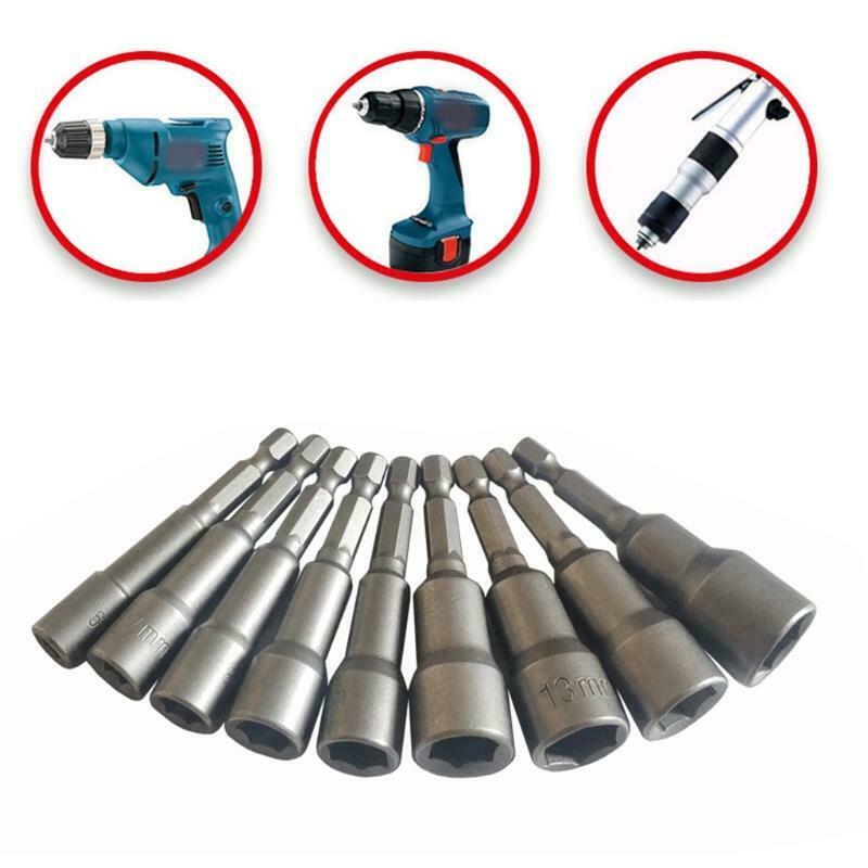 Screwdriver Set Bits Sets Tools Hex Socket Sleeve Nozzles 9pcs/set 1/4 Nut Drive