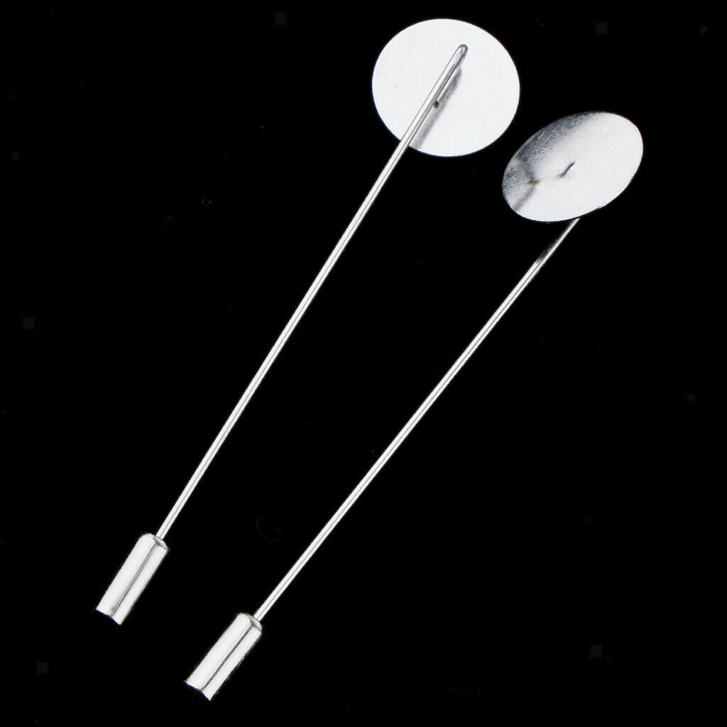 10Pcs Blank Tray Glue On Pad Lapel Stick Pin DIY Clutch Boutonniere Brooch