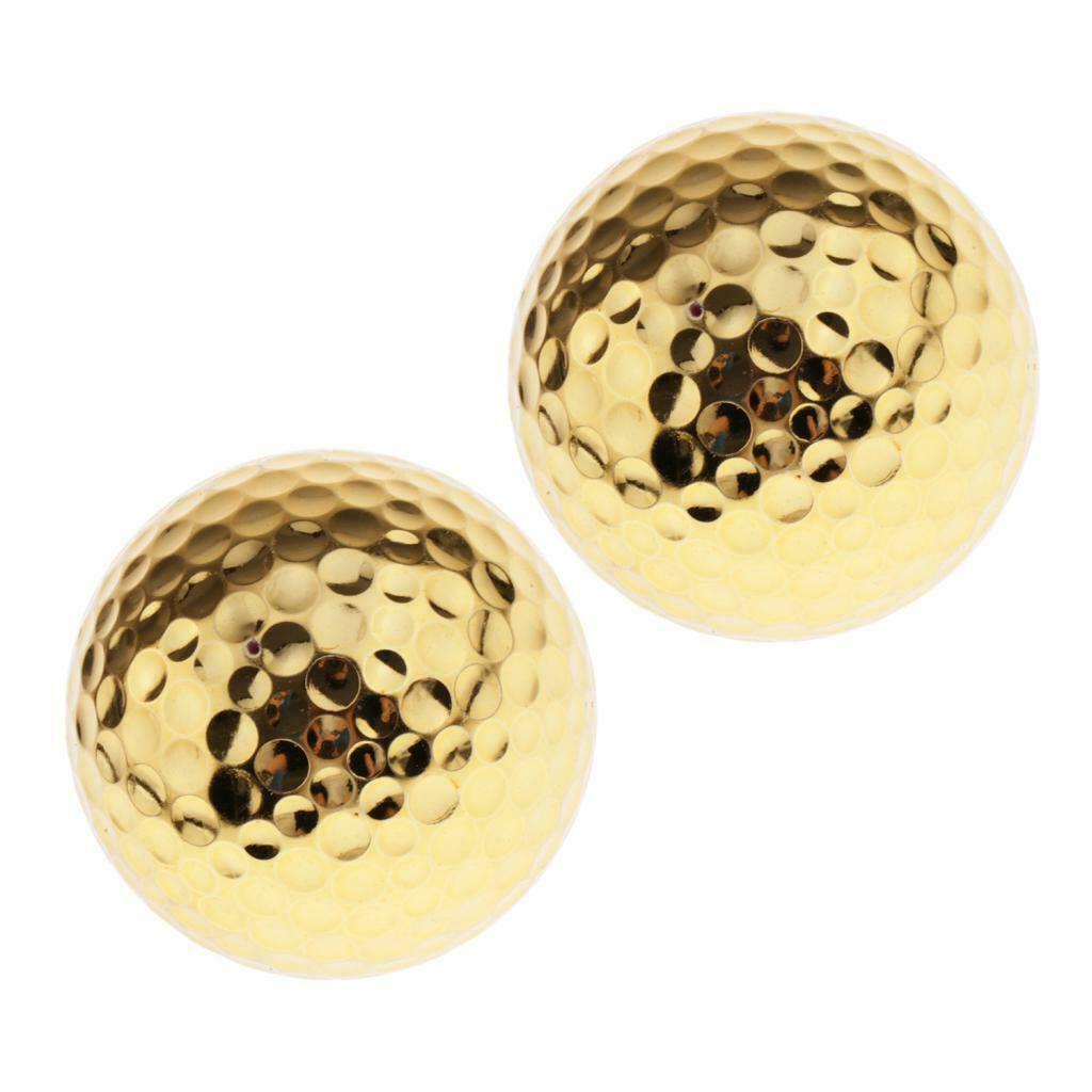 2 Pack Golf Training Practice Ball Double Layer Rubber Golden Ball Pet Toys