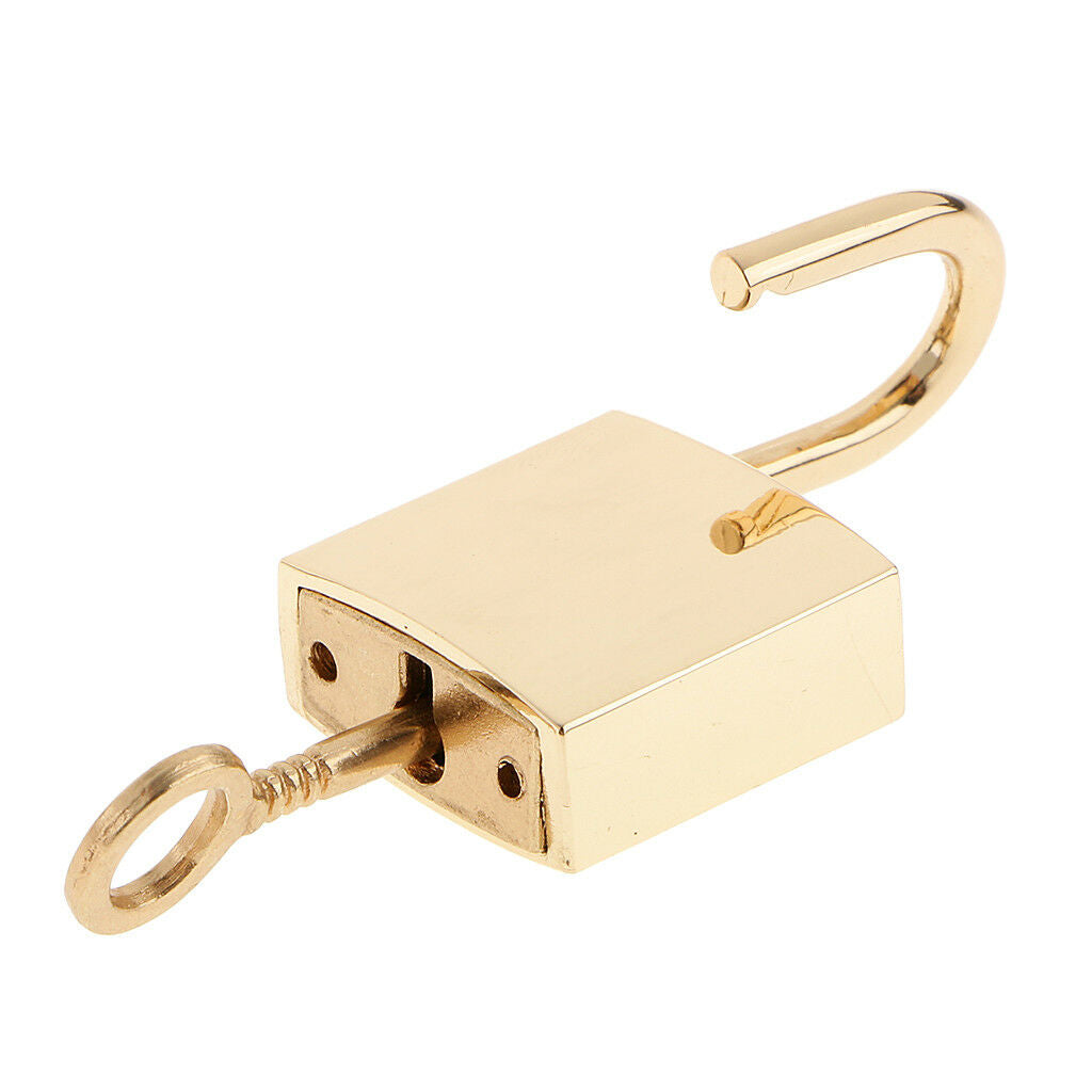 Lot of 3 Mini Square Padlock Tiny Luggage Bag Jewlery Box Lock Keys Golden
