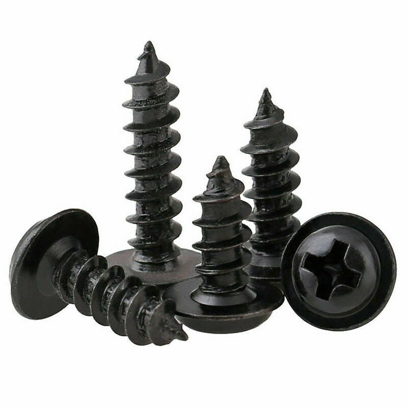 M1.2*3-5mm Black Phillips Pan Head Washer Wood Self Tapping Screws kit Zinc