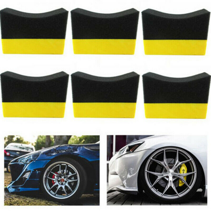 6Pc Tire Contour Dressing Applicator Pads Gloss Shine Color Polishing Wax.l8