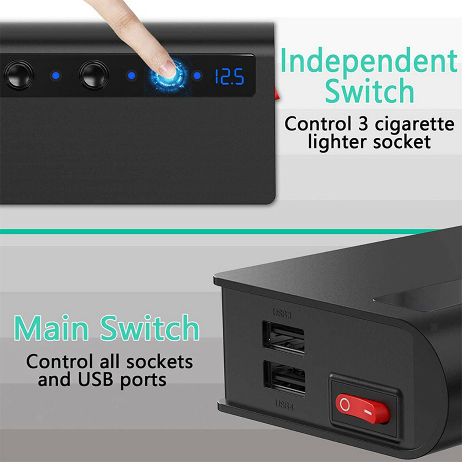Car Auto Cigarette Lighter Adapter 180W Power Adaptor with 4x USB Port LED