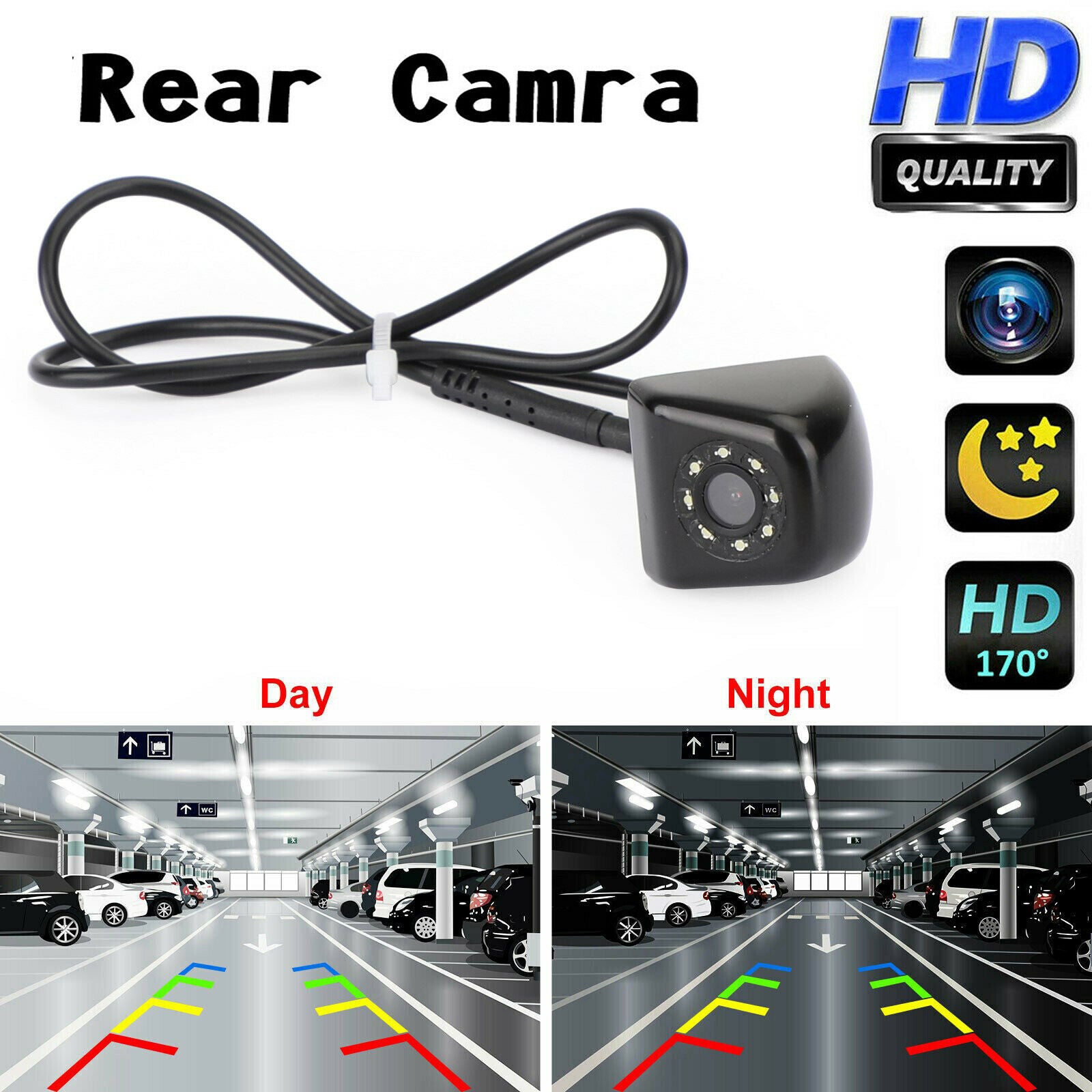 170º Car Rear View Reverse Backup Parking Camera Waterproof Night View HD CMOS/