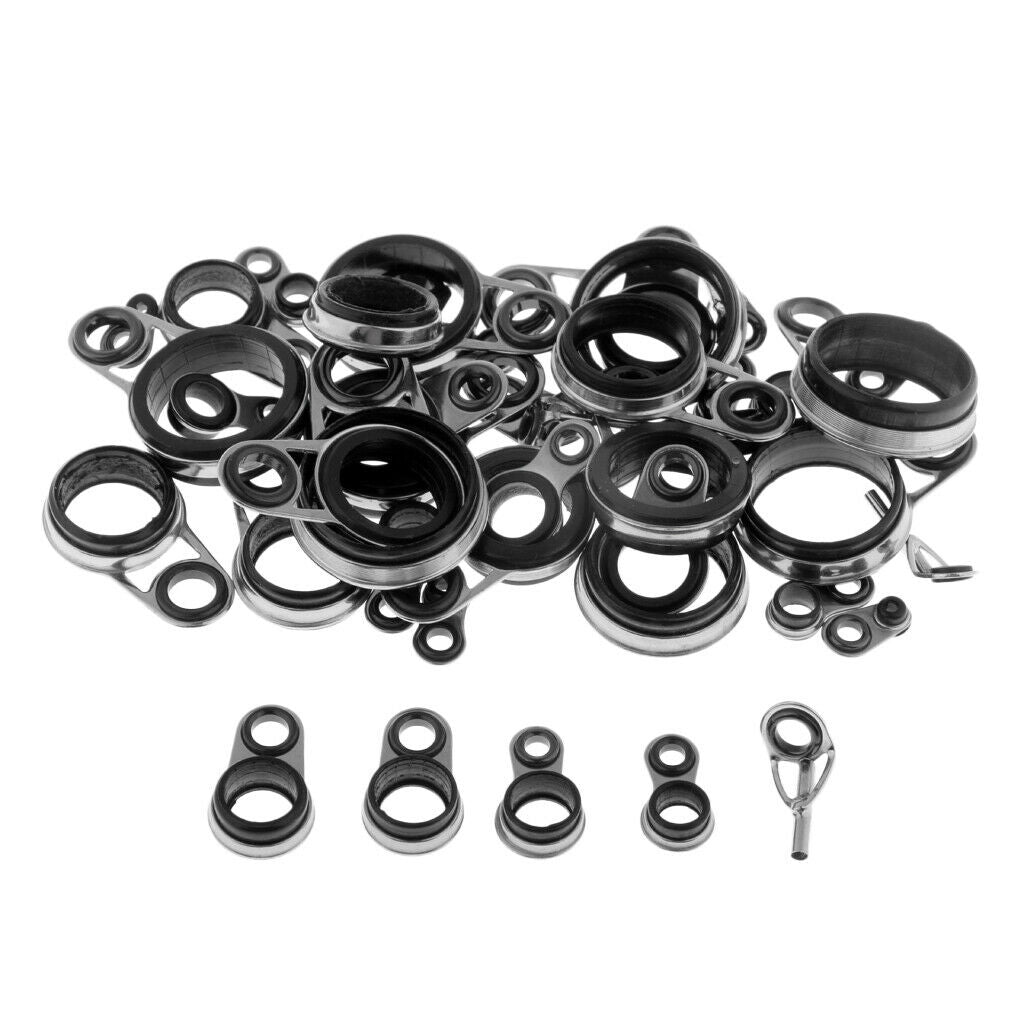 41pcs Fishing Rod Guides Eye Rings Rod Top Ring DIY Tip Repair Kit 1.0-18mm