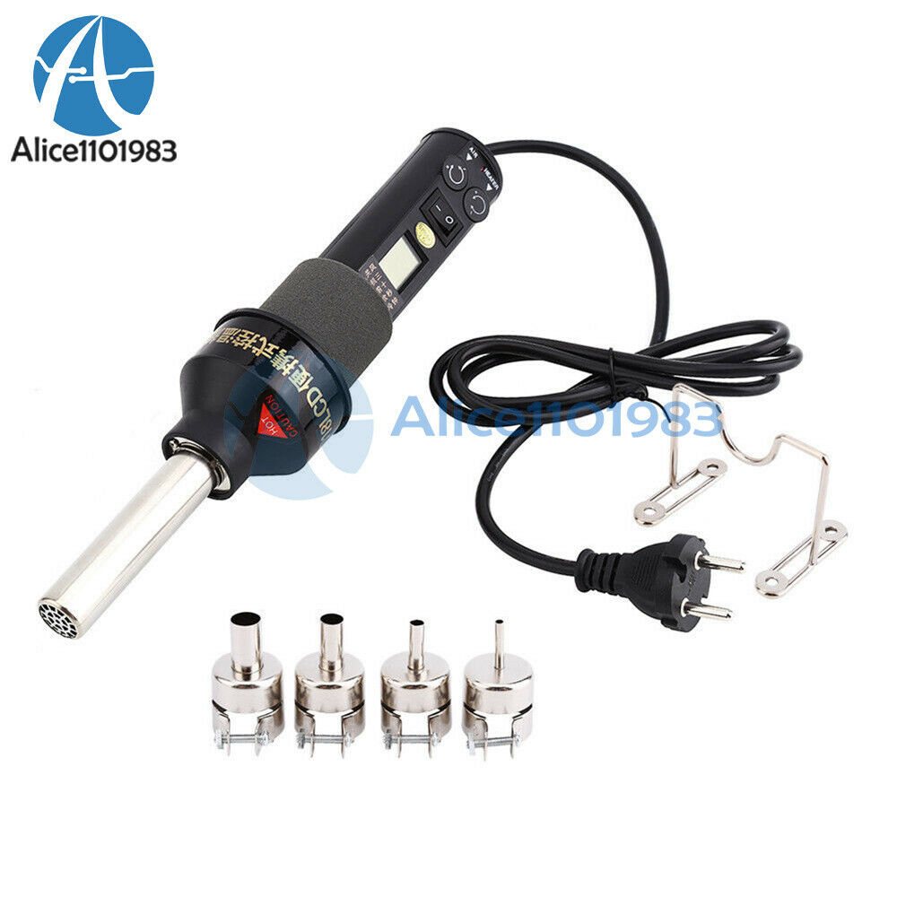 220V GJ 8018LCD 450W Soldering Station Hot Air Gun DesolderEU Plug + 4 Nozzles