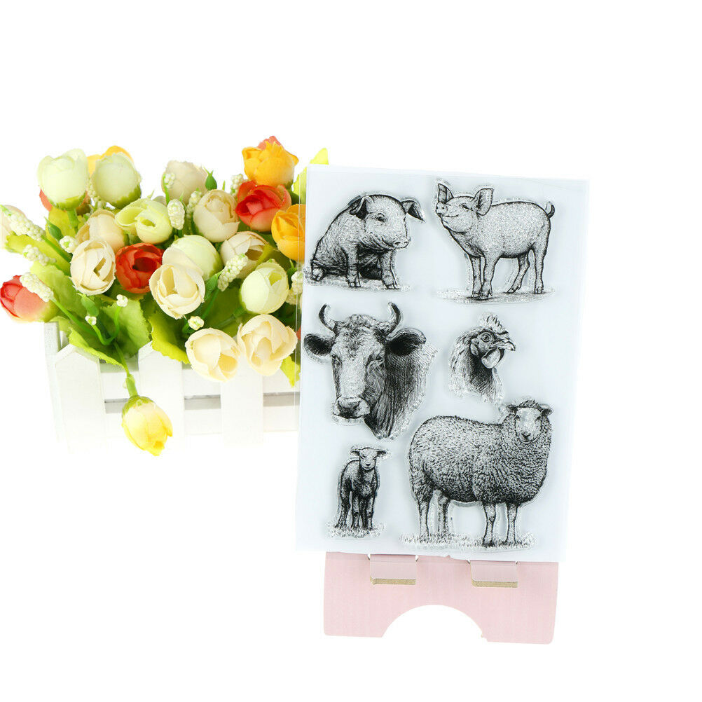 Animals Pig Cow Sheep Clear Stamps Scrapbooking Card Making Photo Album De.l8