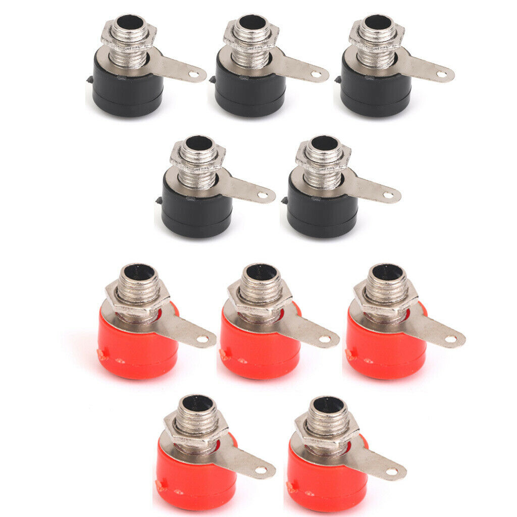 Set of 10pcs 4mm Insulated Banana Plug Socket   Connectors Red & Black