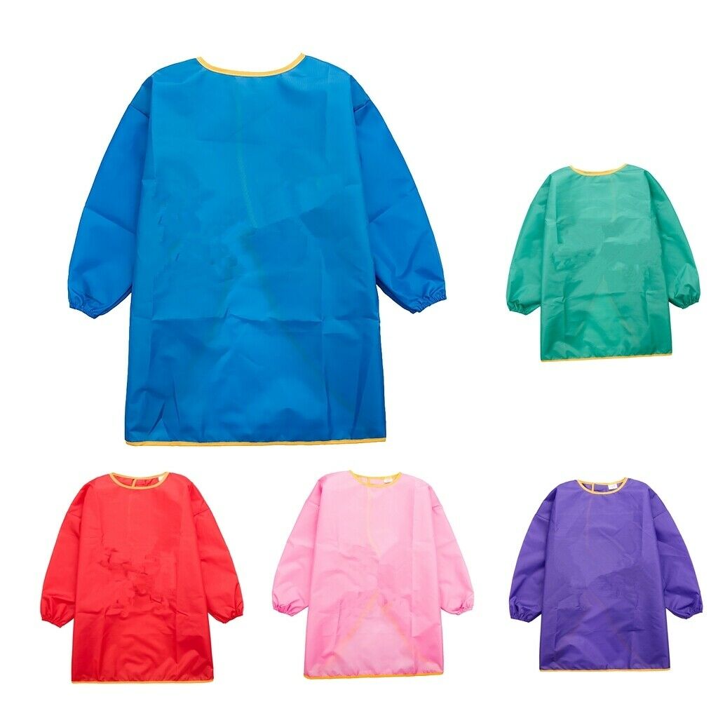 5pcs Long Sleeve Kids Apron Bib Smocks Clothes Protector for 130-150cm