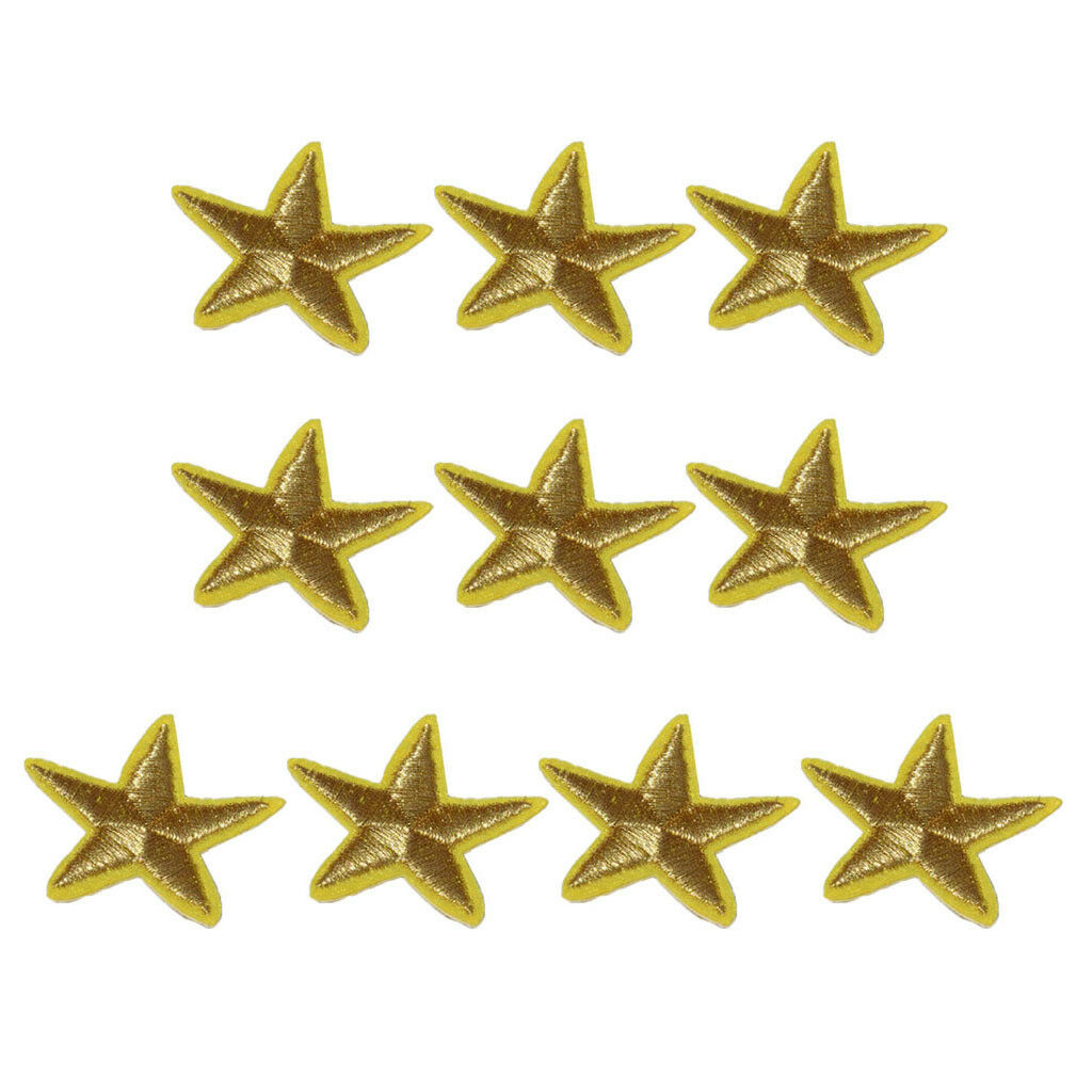 10pcs Yellow Star Patch Iron On Sew On Embroidered Badge Embroidery Applique