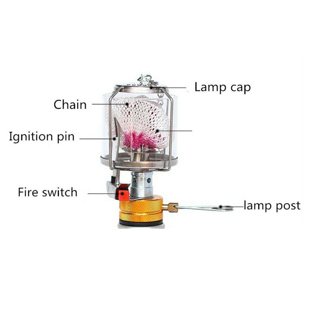 Mini Gas Lantern Portable Camping Fuel Lamp Fishing Hiking Light with Carry Case