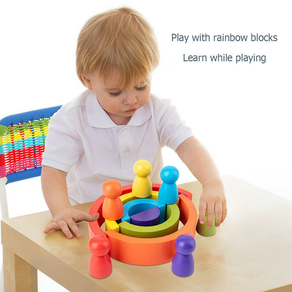 1 Set Rainbow Arch Building Block Toys Puzzle Stacking Brick for Children @