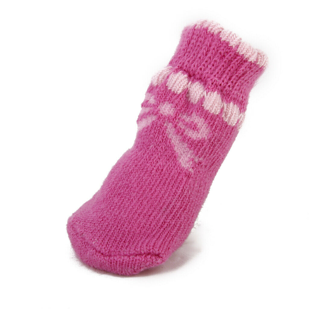 8 Pieces Pink Bowknot Anti-Slip Dog Socks Traction Control for Indoor Wear, Paw