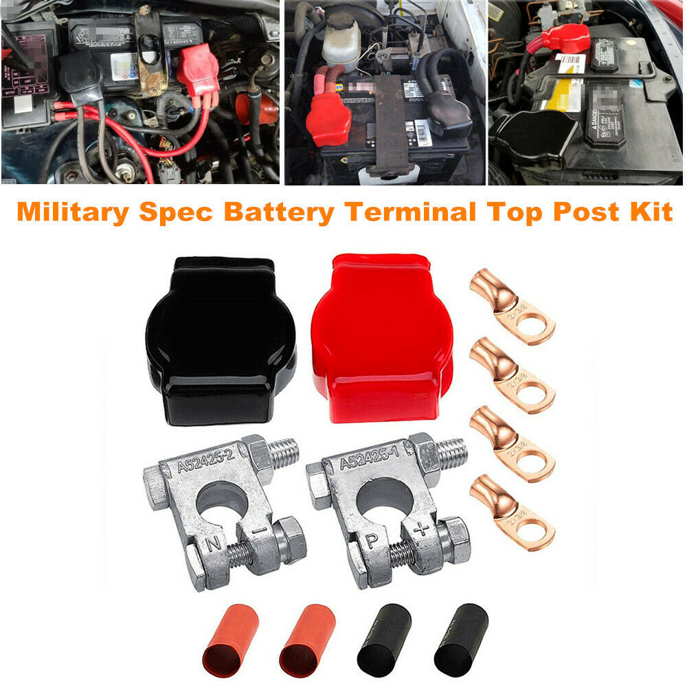 Military Battery Terminal Top Post Kit with Cover for Marine Car Boat RV Vehicle
