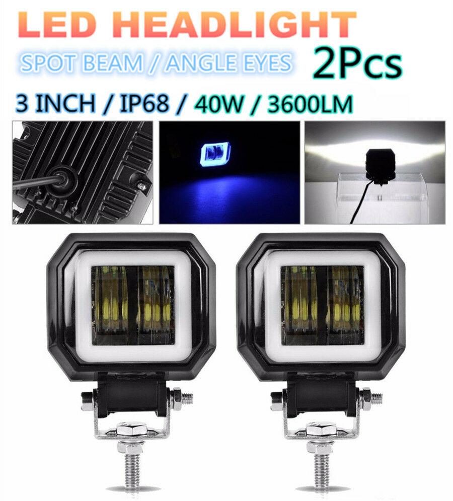 2pcs 40W 3" inch LED Spot Work Driving Light Offroad Car Motorcycle SUV ATV Jeep