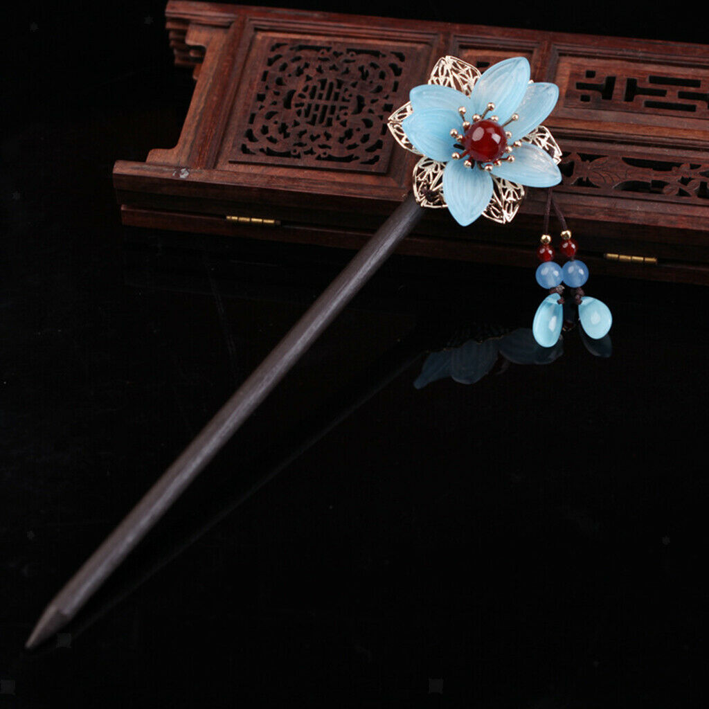 2x 18cm Handmade Hair Pins Natural Chopsticks Flower Party Gifts for Girl's