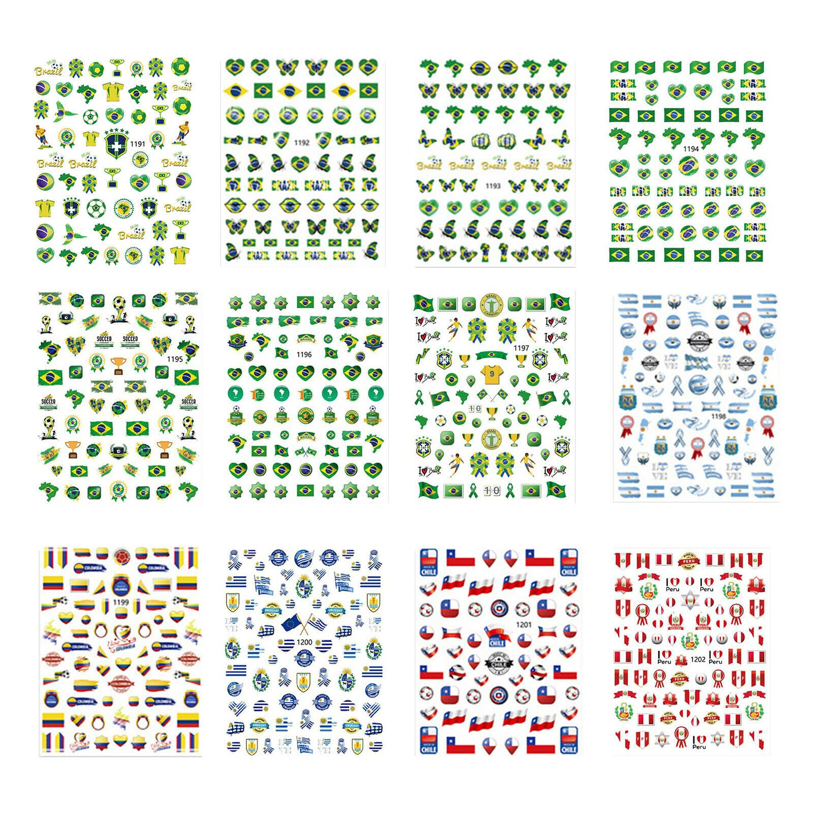 Football Elements Designs Pattern Nail Art Stickers Nails Decals Sheet Decor