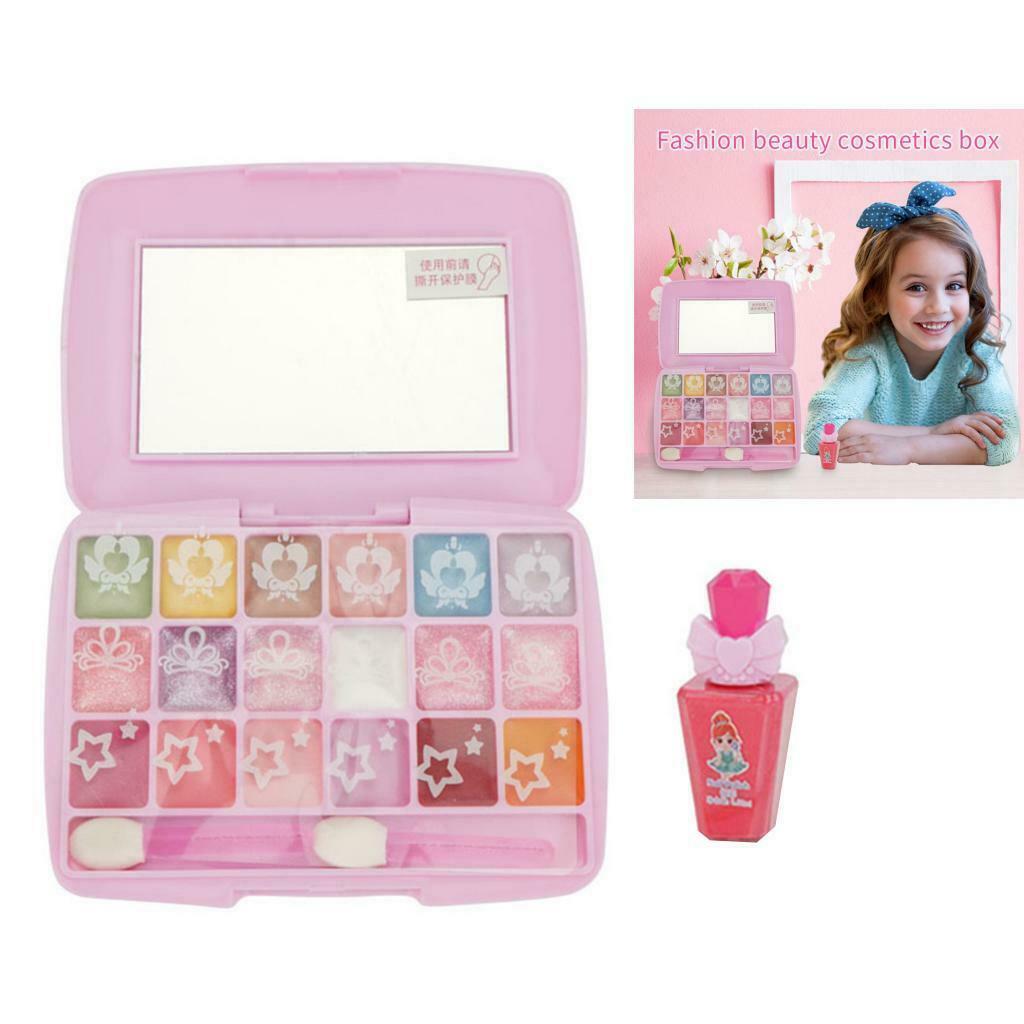 Princess Makeup Set Kids Cosmetic Girls Kit Eyeshadow Lip Gloss Blush Brush Gift