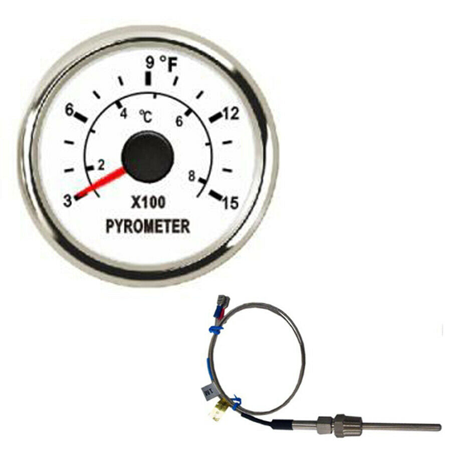 52mm white exhaust gas temperature gauge with sender 9-32V for auto truck marine