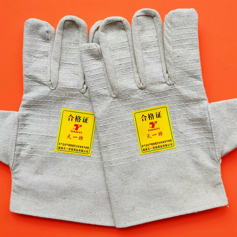 2 Pairs Welding Gloves Canvas Finger Protection Heat Shield Heavy Duty Work New