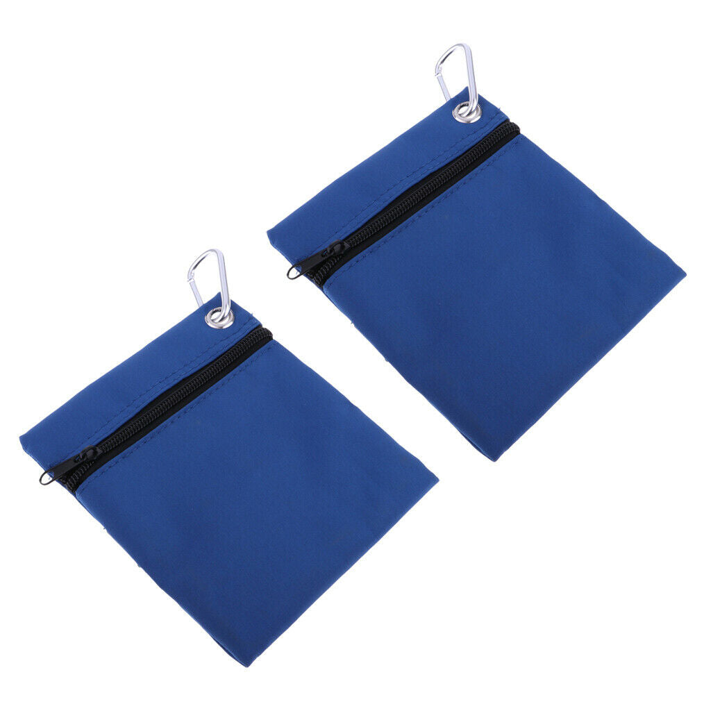 2pcs Portable Golf Tee Ball Storage Bag Golf Ball Accessory Pouch with Clip
