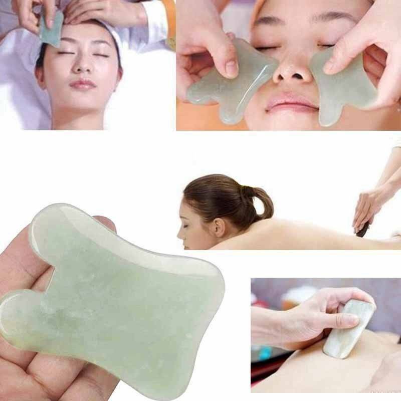 Universal Gua Sha Green Jade Scraping Board Facial Massager Health Beauty Tools