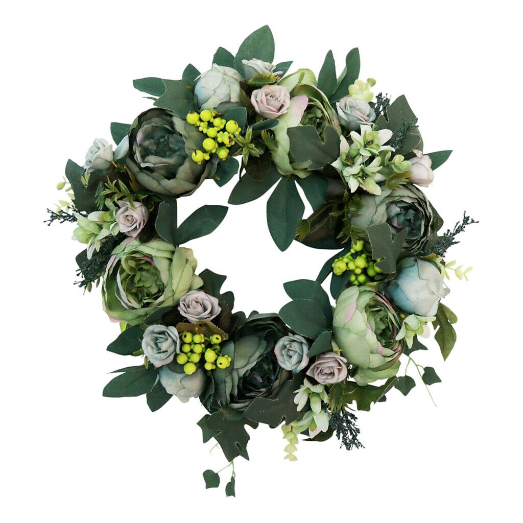 Artificial Peony Flower Door Wreath Rattan Garland Wedding Venue Decor 6