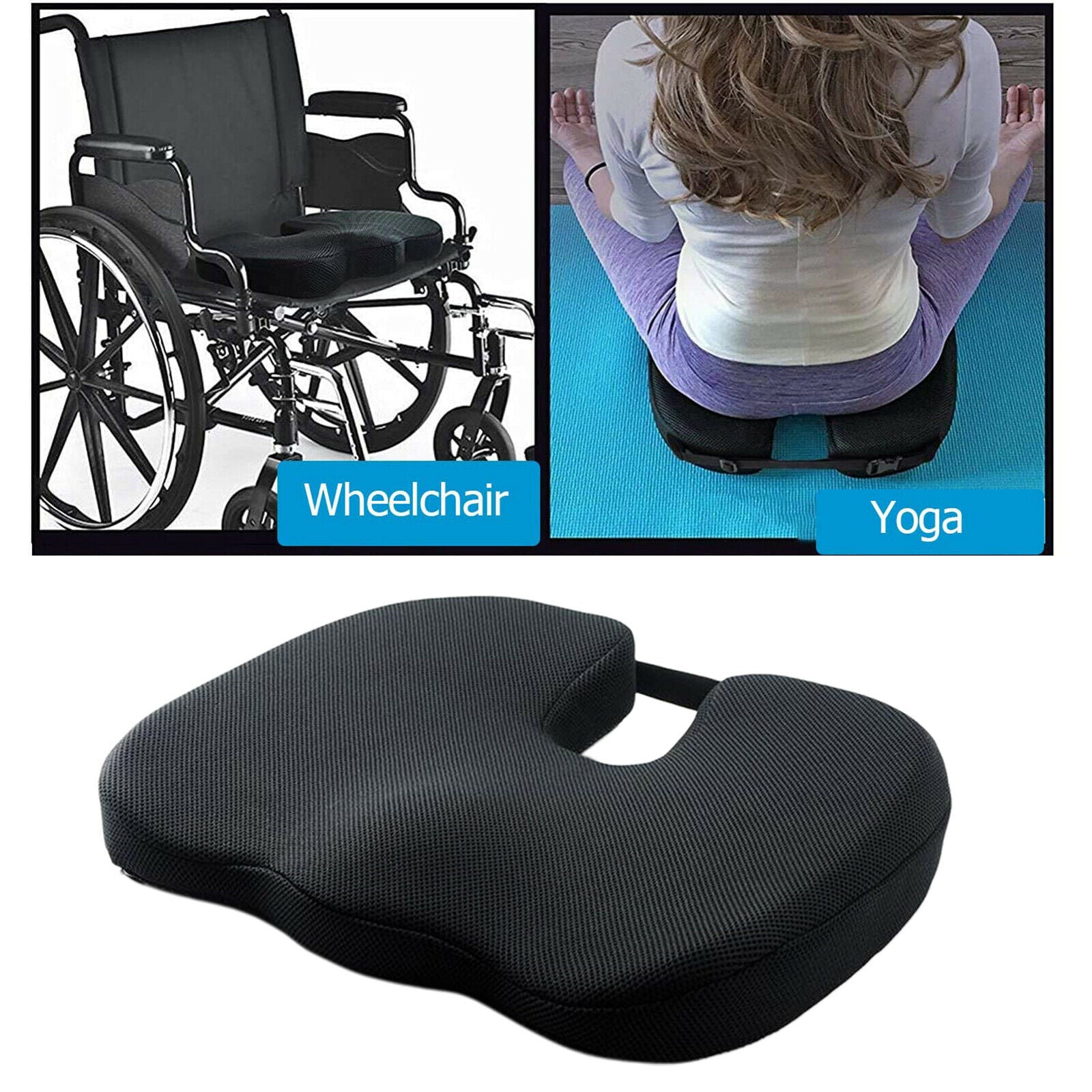 Desk Chair Seat Cushion Memory Foam Car Tailbone Relax Support Seat Pillow