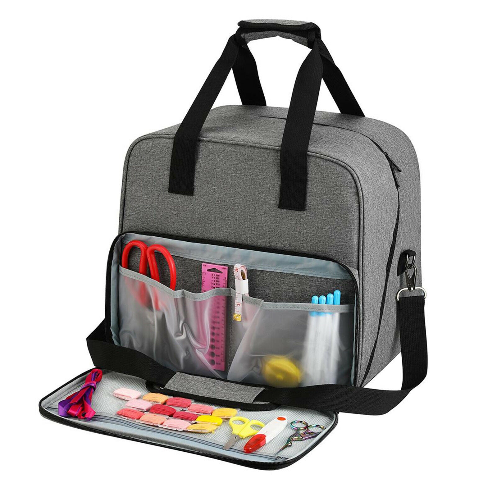 Sewing Machine Cover Protective Carry Case Bag with Storage Pockets Portable