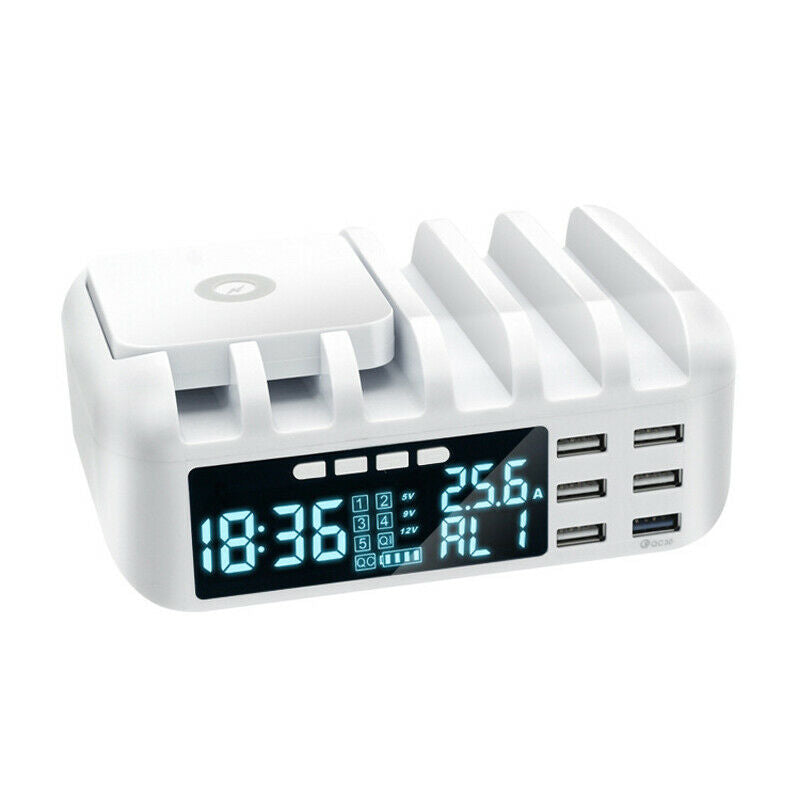 Multi Devices USB Qi Wireless Charging Station Charger Dock w/ 6 USB Port QC 3.0