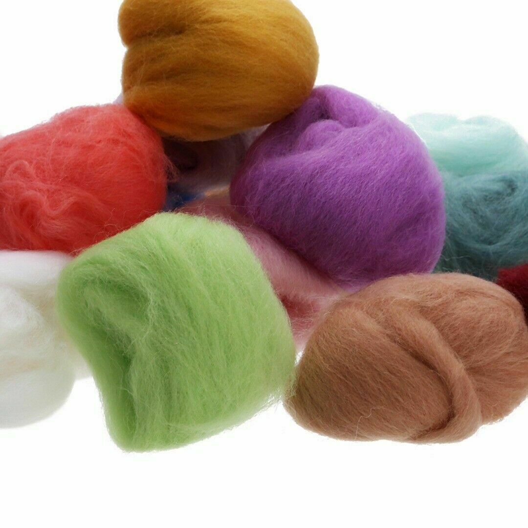 17Colors Wool Yarn Roving Fibre Hand Spinning DIY Craft for Needle Felting