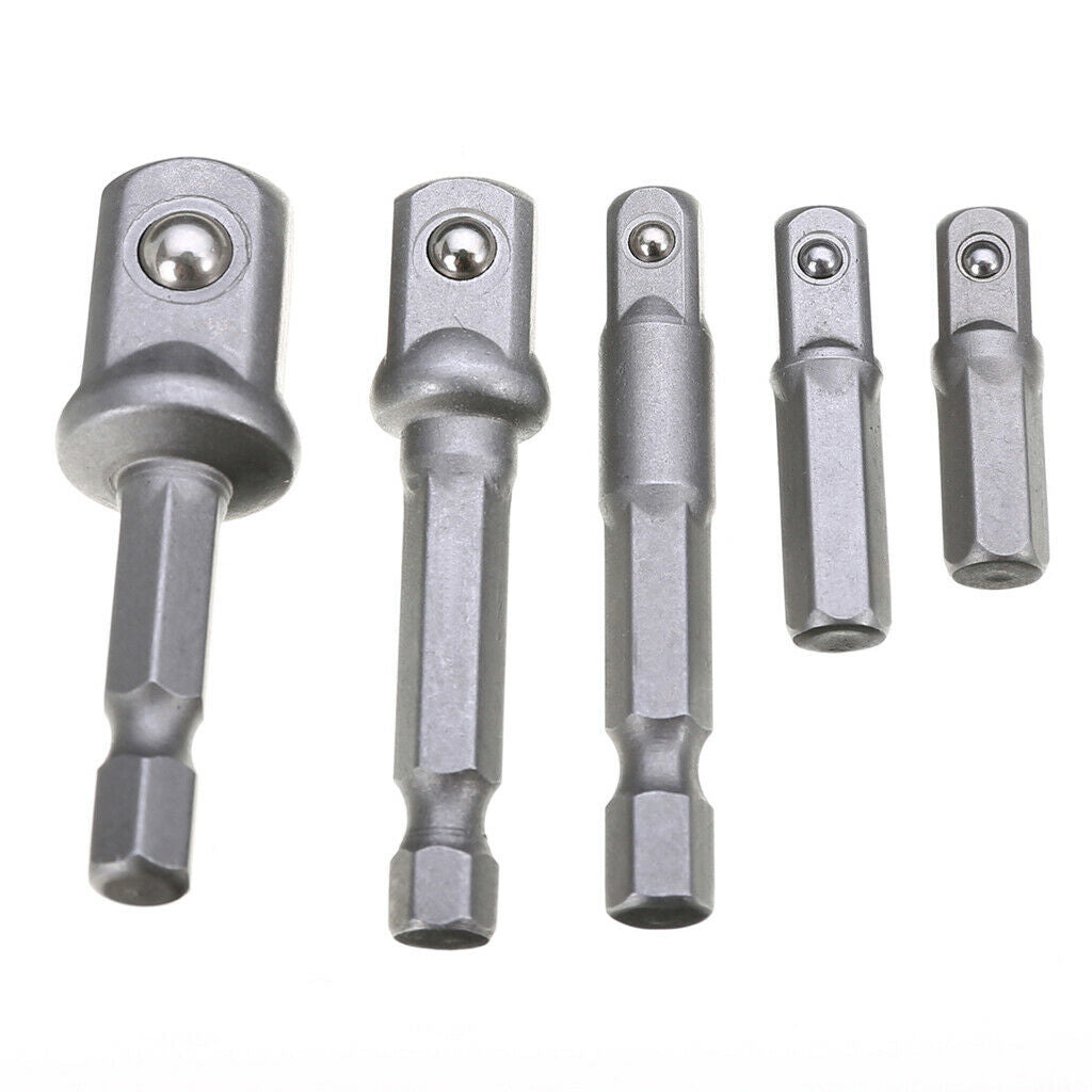 5 Pack Socket Bit Adapter Hex Handle Impact Driver Sleeve Conversion Bars