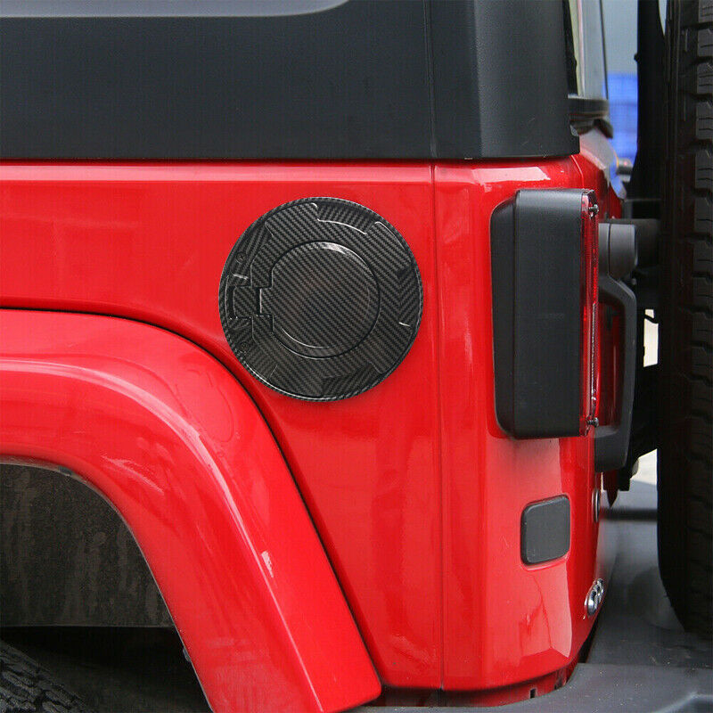 Car Fuel Gas Tank Cap w/ Lock Lid Cover Carbon Fiber For Jeep Wrangler JK 07-18